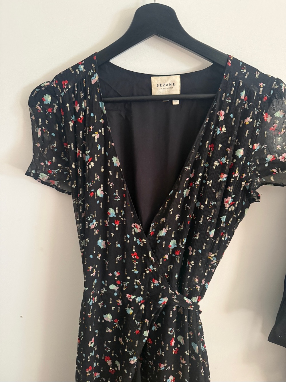 Stunning Sezane Wrap Dress with Gold accents